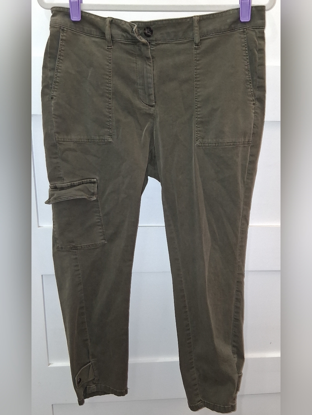 J. Jill Petite Utility Cargo Jeans In Olive Green Size 10P